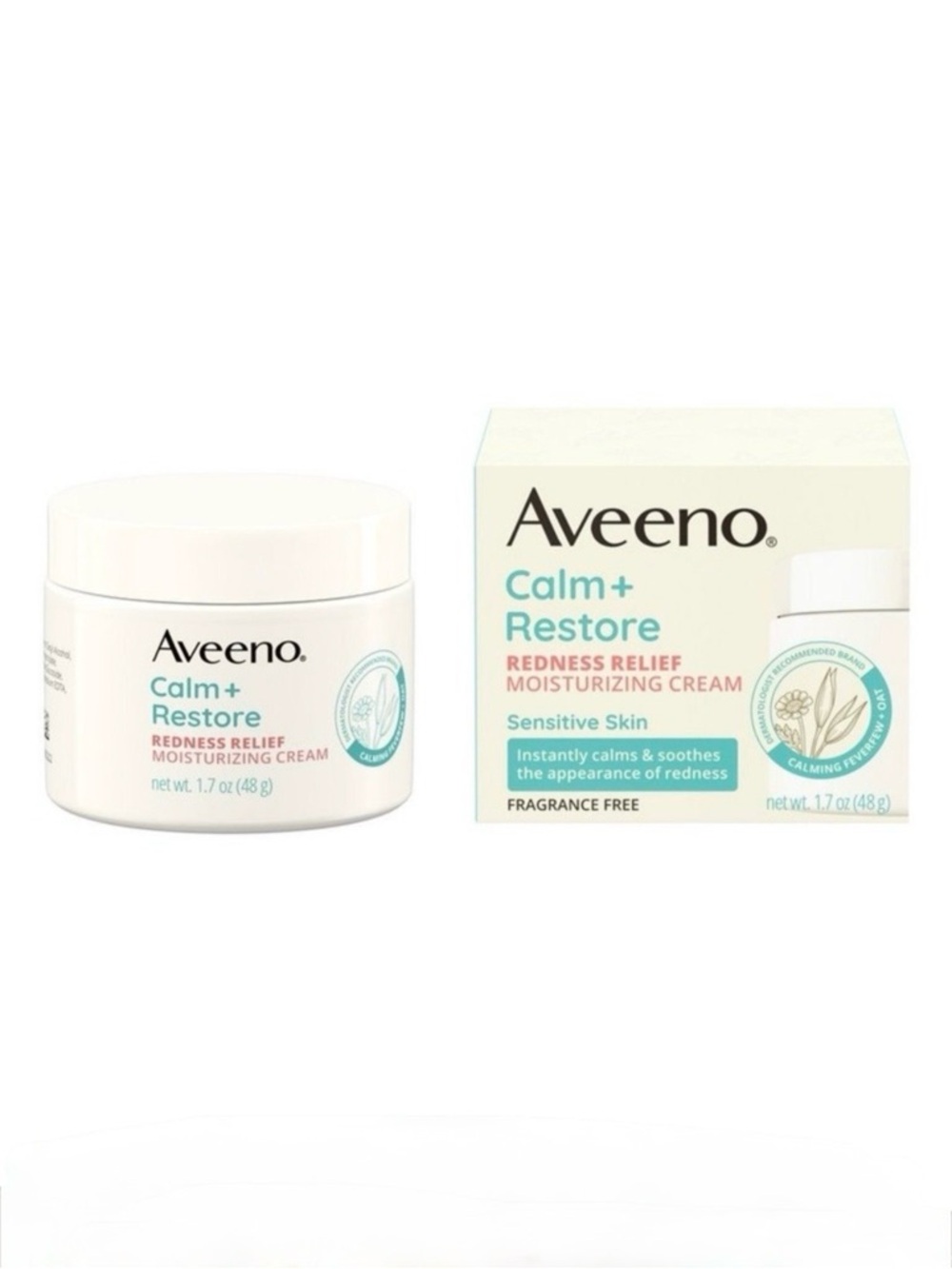 Aveeno Calm + Restore Redness Relief Moisturizing Cream Sensitive Skin 1.7 oz